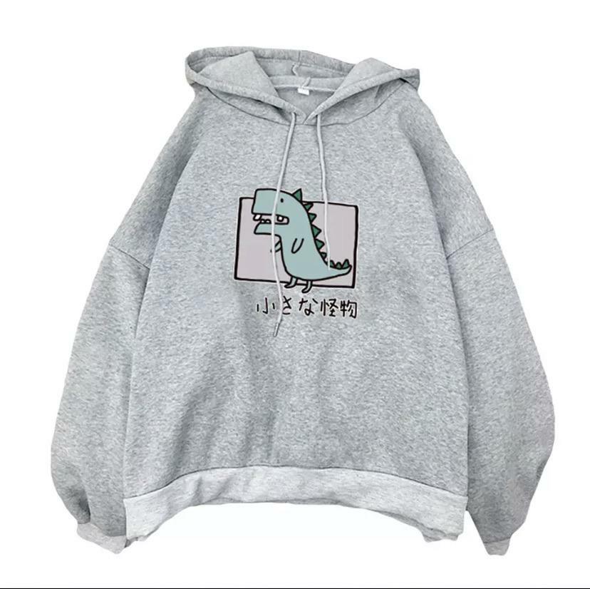 Y2K Grunge Harajuku Dino Pullover Hoodie - Retro 90s Fashion, Summer Y2K Outfits