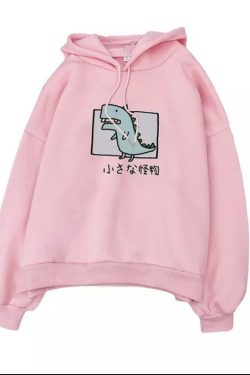 Y2K Grunge Harajuku Dino Pullover Hoodie - Retro 90s Fashion, Summer Y2K Outfits