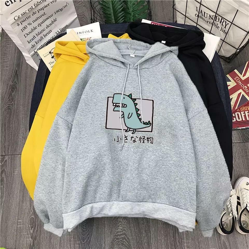 Y2K Grunge Harajuku Dino Pullover Hoodie - Retro 90s Fashion, Summer Y2K Outfits