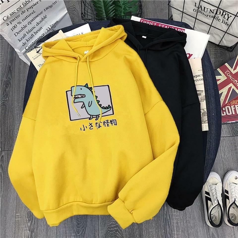 Y2K Grunge Harajuku Dino Pullover Hoodie - Retro 90s Fashion, Summer Y2K Outfits