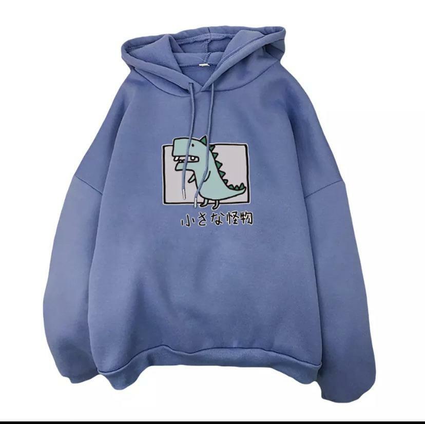 Y2K Grunge Harajuku Dino Pullover Hoodie - Retro 90s Fashion, Summer Y2K Outfits