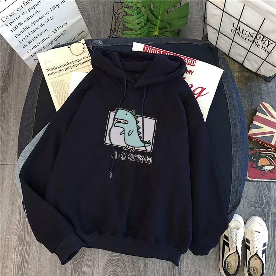 Y2K Grunge Harajuku Dino Pullover Hoodie - Retro 90s Fashion, Summer Y2K Outfits