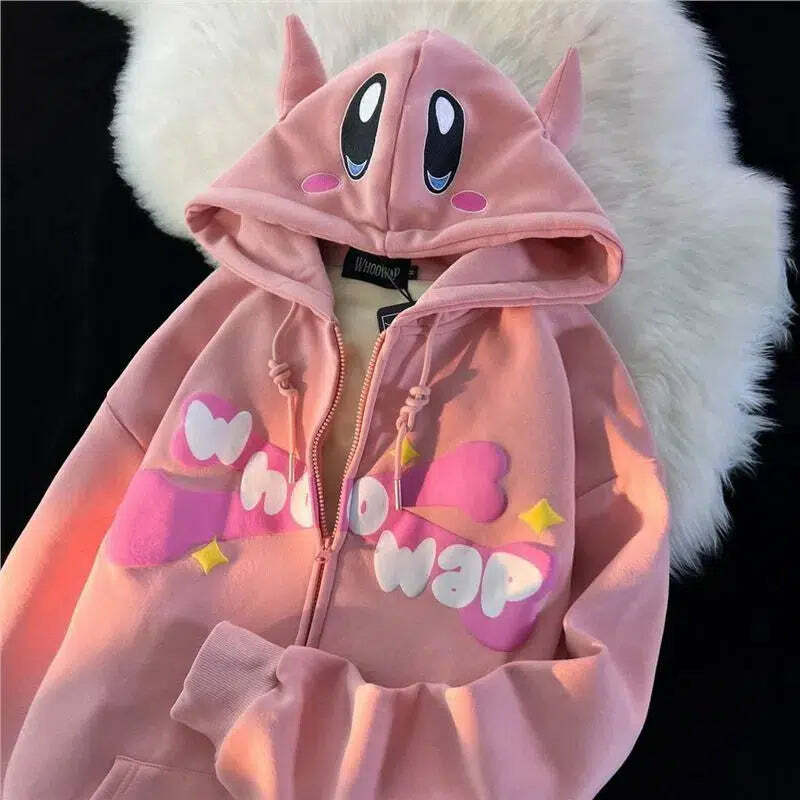 Y2K Grunge Harajuku Kawaii Hoodie - Retro 90s Fashion, Pastel Goth, Summer Y2K Outfits