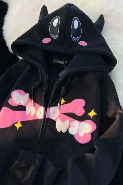 Y2K Grunge Harajuku Kawaii Hoodie - Retro 90s Fashion, Pastel Goth, Summer Y2K Outfits