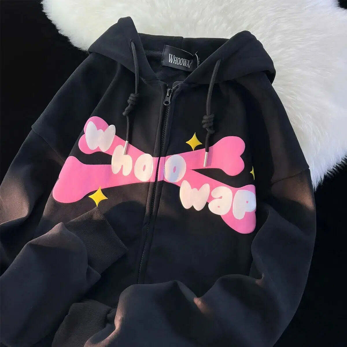 Y2K Grunge Harajuku Kawaii Hoodie - Retro 90s Fashion, Pastel Goth, Summer Y2K Outfits
