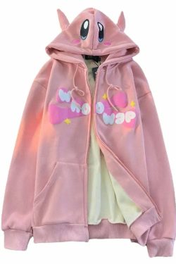 Y2K Grunge Harajuku Kawaii Hoodie - Retro 90s Fashion, Pastel Goth, Summer Y2K Outfits
