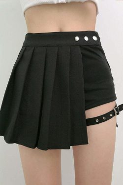 Y2K Grunge Harajuku Punk Gothic Black Mini Skirt - Retro 90s Fashion, Summer Y2K Outfits