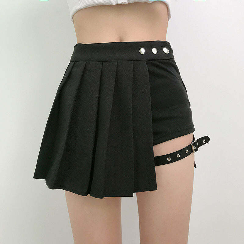 Y2K Grunge Harajuku Punk Gothic Black Mini Skirt - Retro 90s Fashion, Summer Y2K Outfits