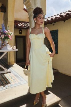 Y2K Grunge Harvey Corset Midi Dress - 90s Fashion, Retro Style, Summer Y2K Outfits