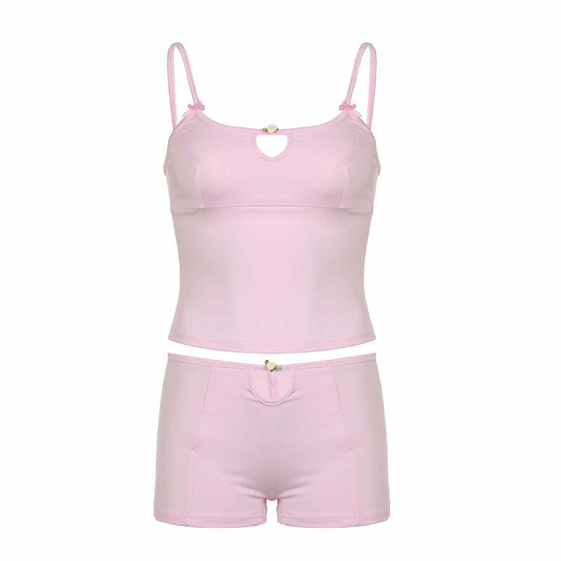 Y2K Grunge Hasset Short Set - 90s Fashion, Retro Summer Outfit, Y2K Club & Party Style
