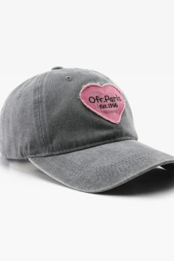 Y2K Grunge Heart Baseball Cap - Retro 90s Fashion, Summer Y2K Outfits, Pastel Goth Style