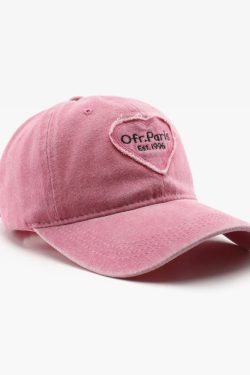 Y2K Grunge Heart Baseball Cap - Retro 90s Fashion, Summer Y2K Outfits, Pastel Goth Style