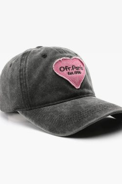 Y2K Grunge Heart Baseball Cap - Retro 90s Fashion, Summer Y2K Outfits, Pastel Goth Style