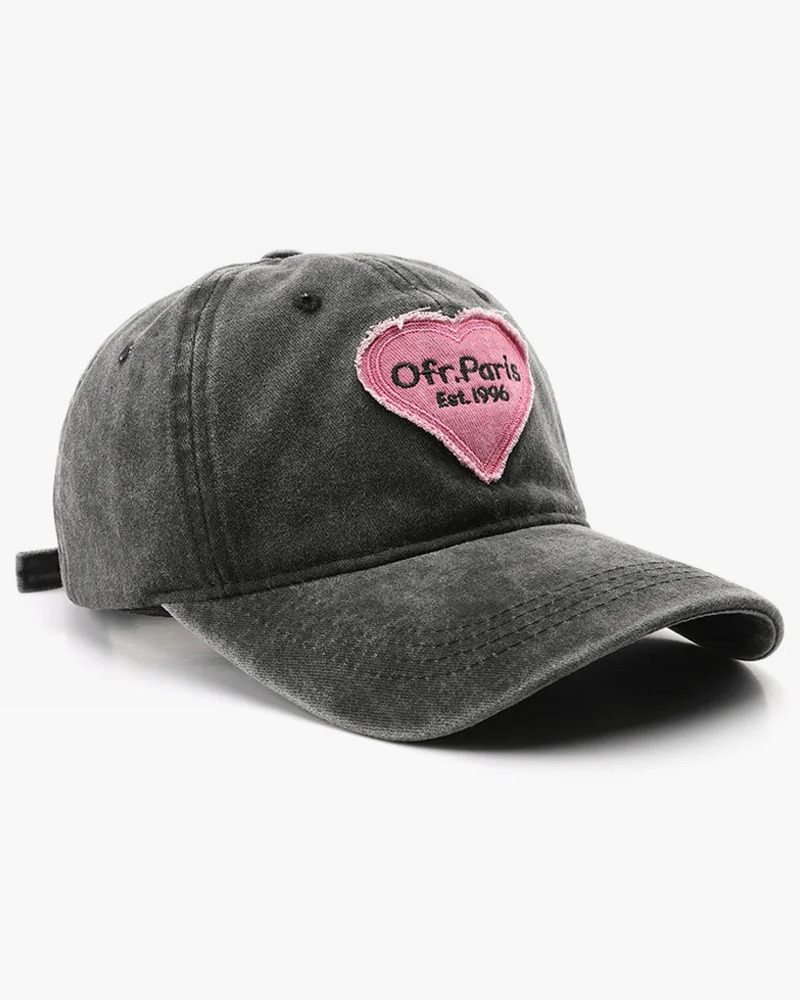 Y2K Grunge Heart Baseball Cap - Retro 90s Fashion, Summer Y2K Outfits, Pastel Goth Style