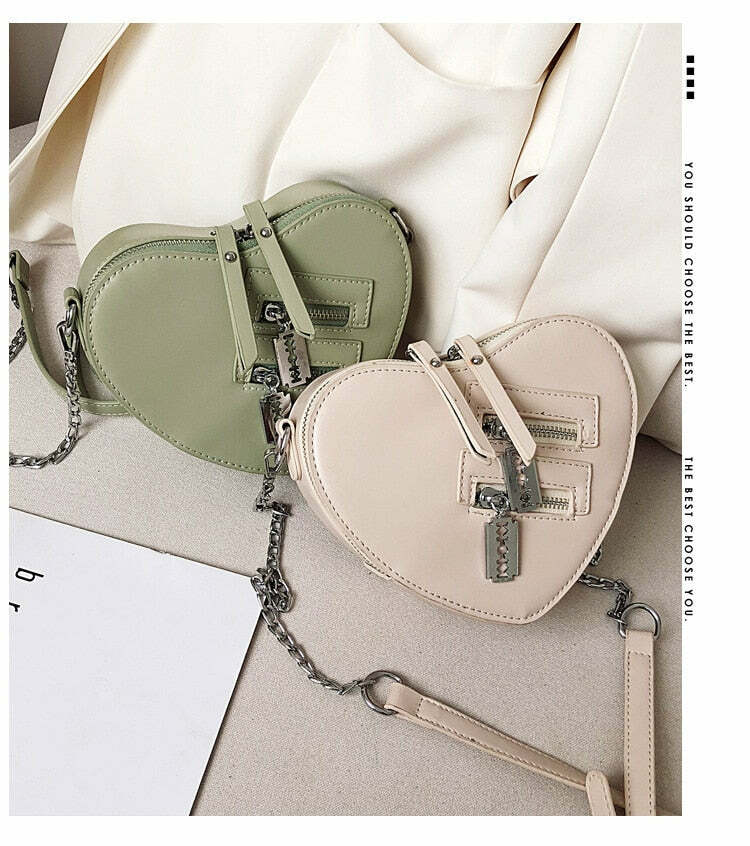 Y2K Grunge Heart Blade Crossbody Bag - 90s Fashion, Retro Style, Y2K Summer & Party Outfits