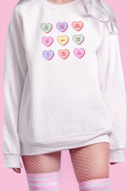 Y2K Grunge Heart Candy Sweatshirt - Retro 90s Summer Outfit, Pastel Goth, Y2K Fashion