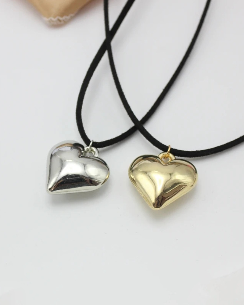 Y2K Grunge Heart Cord Necklace - Retro 90s Fashion, Pastel Goth, Y2K Popstar, Summer Y2K Out