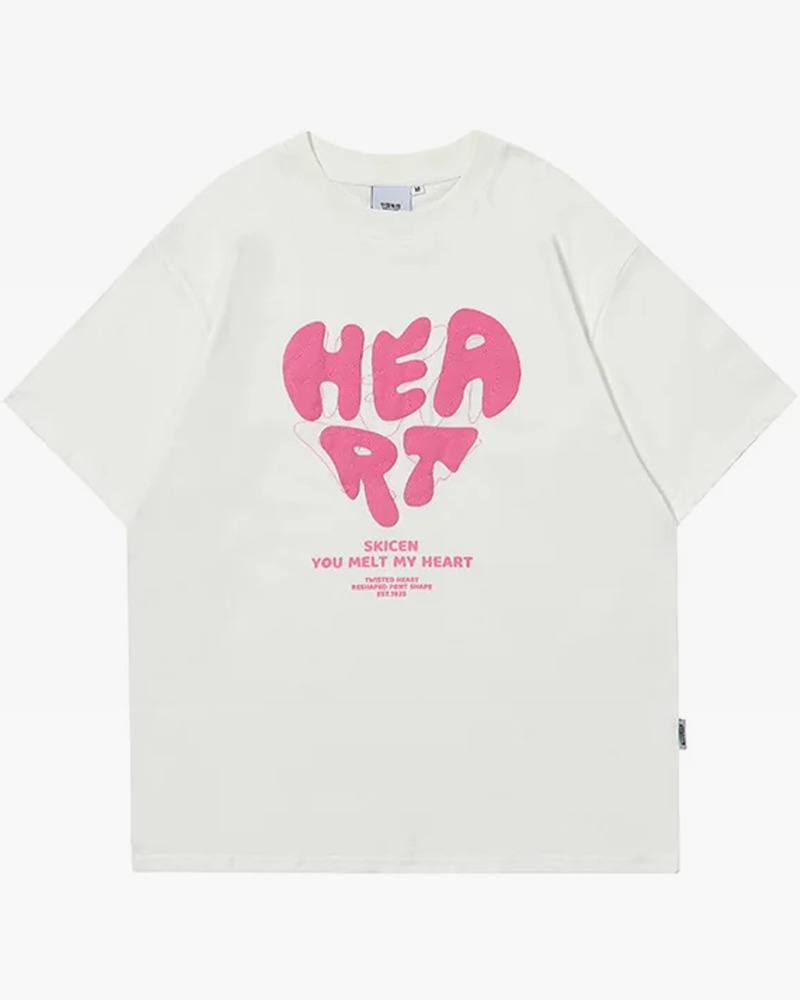 Y2K Grunge Heart T-Shirt - Retro 90s Summer Outfit, Pastel Goth, Y2K Club & Party Fashion