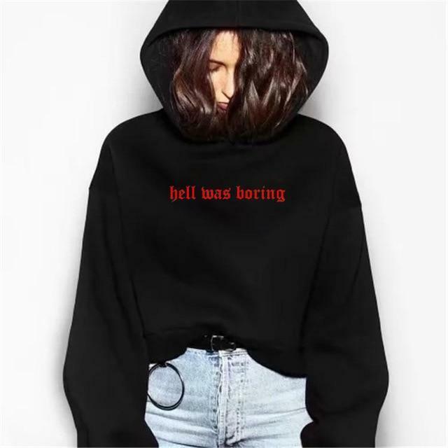 Y2K Grunge Hell Was Boring Hoodie - Retro 90s Fashion, Summer Y2K Outfits, Gothic Y2K Style