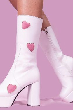 Y2K Grunge High Heels Mid Calf Boots - Retro 90s Fashion, Gothic Y2K, Summer Party Outfits