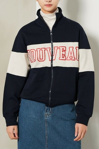 Y2K Grunge High Neck Zip-Up Navy Jacket - Retro 90s Fashion, Summer Y2K Outfits