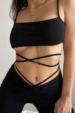 Y2K Grunge High Waist Bandage Pants - 90s Retro Summer Outfit, Gothic Y2K Fashion