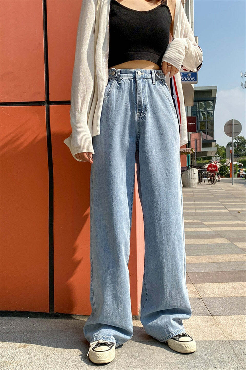 Y2K Grunge High Waist Wide Leg Denim Pants - 90s Retro Summer Outfit, Y2K Fashion Essentials