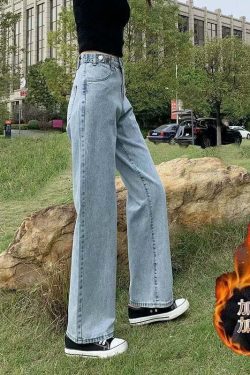 Y2K Grunge High Waist Wide Leg Denim Pants - 90s Retro Summer Outfit, Y2K Fashion Essentials