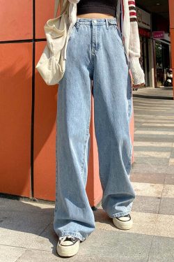 Y2K Grunge High Waist Wide Leg Denim Pants - 90s Retro Summer Outfit, Y2K Fashion Essentials
