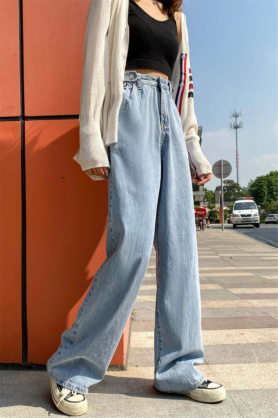 Y2K Grunge High Waist Wide Leg Denim Pants - 90s Retro Summer Outfit, Y2K Fashion Essentials