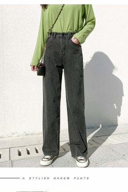 Y2K Grunge High Waist Wide Leg Denim Pants - 90s Retro Summer Outfit, Y2K Fashion Essentials