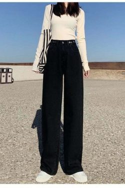 Y2K Grunge High Waist Wide Leg Denim Pants - 90s Retro Summer Outfit, Y2K Fashion Essentials