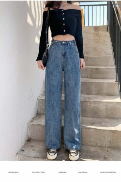 Y2K Grunge High Waist Wide Leg Denim Pants - 90s Retro Summer Outfit, Y2K Fashion Essentials