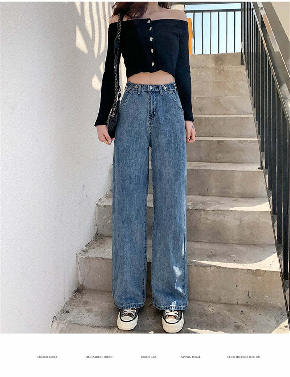 Y2K Grunge High Waist Wide Leg Denim Pants - 90s Retro Summer Outfit, Y2K Fashion Essentials