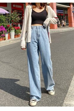 Y2K Grunge High Waist Wide Leg Denim Pants - 90s Retro Summer Outfit, Y2K Fashion Essentials