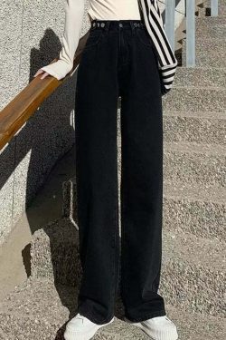 Y2K Grunge High Waist Wide Leg Denim Pants - 90s Retro Summer Outfit, Y2K Fashion Essentials
