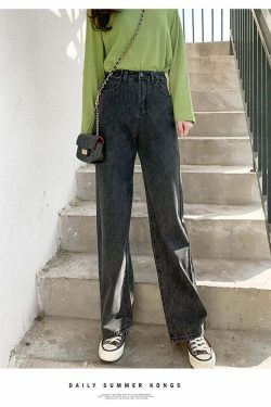Y2K Grunge High Waist Wide Leg Denim Pants - 90s Retro Summer Outfit, Y2K Fashion Essentials