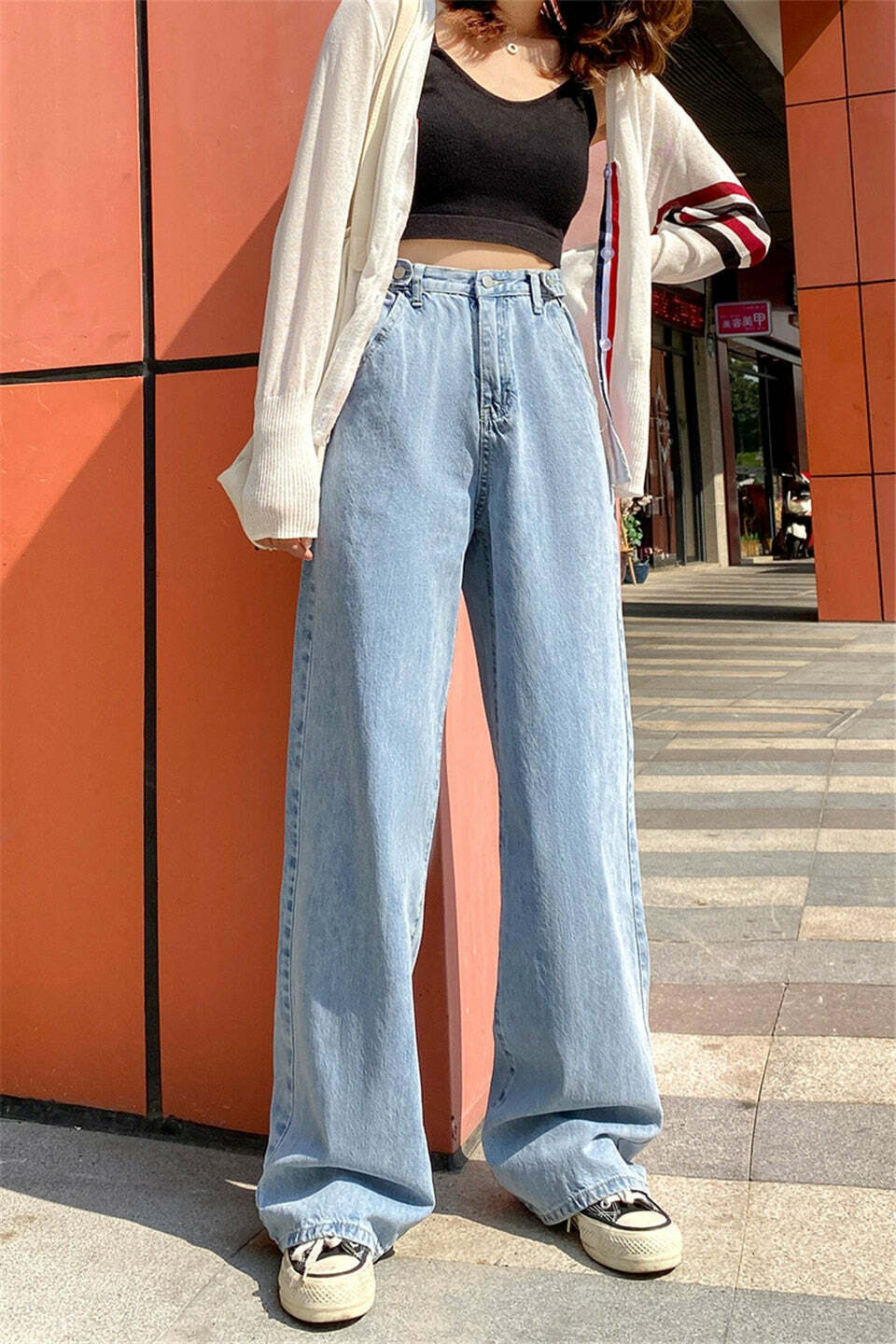 Y2K Grunge High Waist Wide Leg Denim Pants - 90s Retro Summer Outfit, Y2K Fashion Essentials