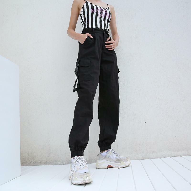 Y2K Grunge High Waisted Black Cargo Pants - 90s Fashion, Retro Style, Y2K Summer Outfits