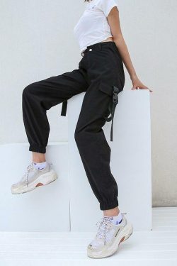Y2K Grunge High Waisted Black Cargo Pants - 90s Fashion, Retro Style, Y2K Summer Outfits