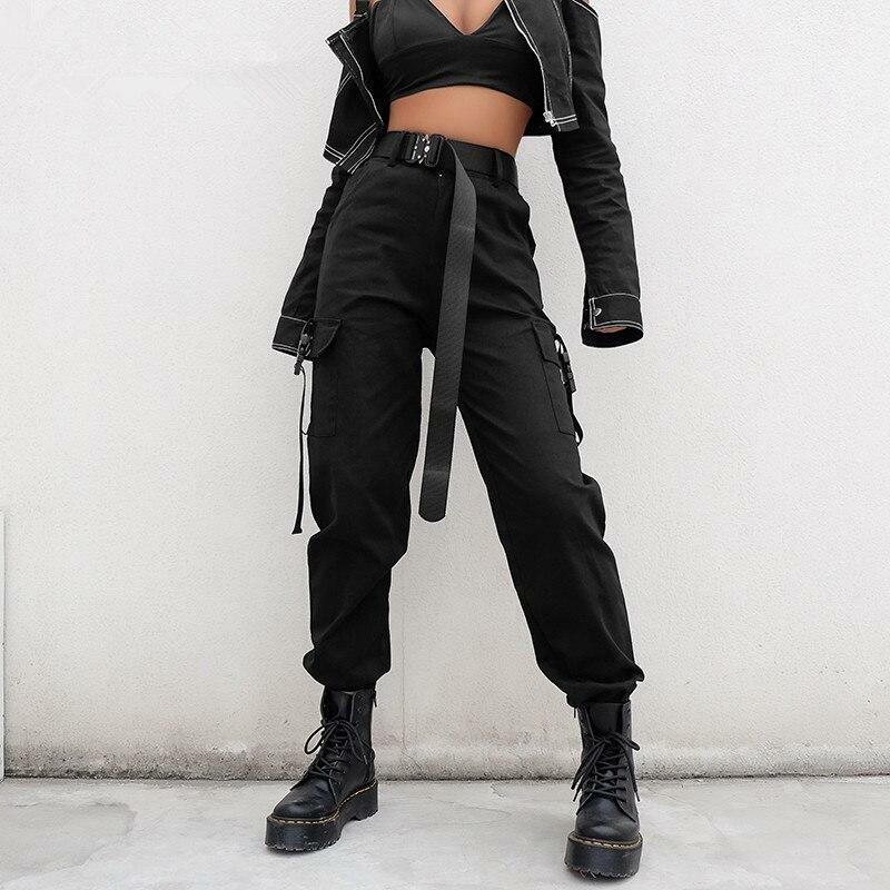 Y2K Grunge High Waisted Black Cargo Pants - 90s Fashion, Retro Style, Y2K Summer Outfits