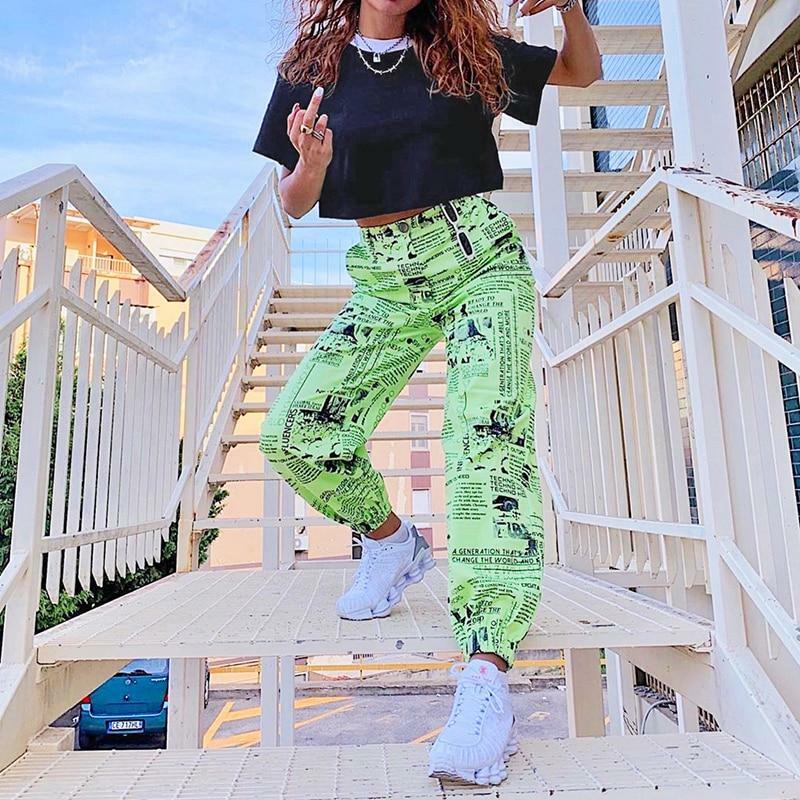 Y2K Grunge Hip Hop Baggy Cargo Pants - 90s Retro Summer Outfit for Women