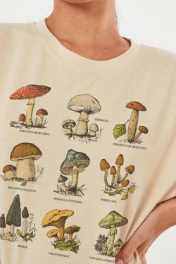 Y2K Grunge Hippie Mushroom T-Shirt - Retro 90s Summer Outfit, Pastel Goth, Y2K Fashion