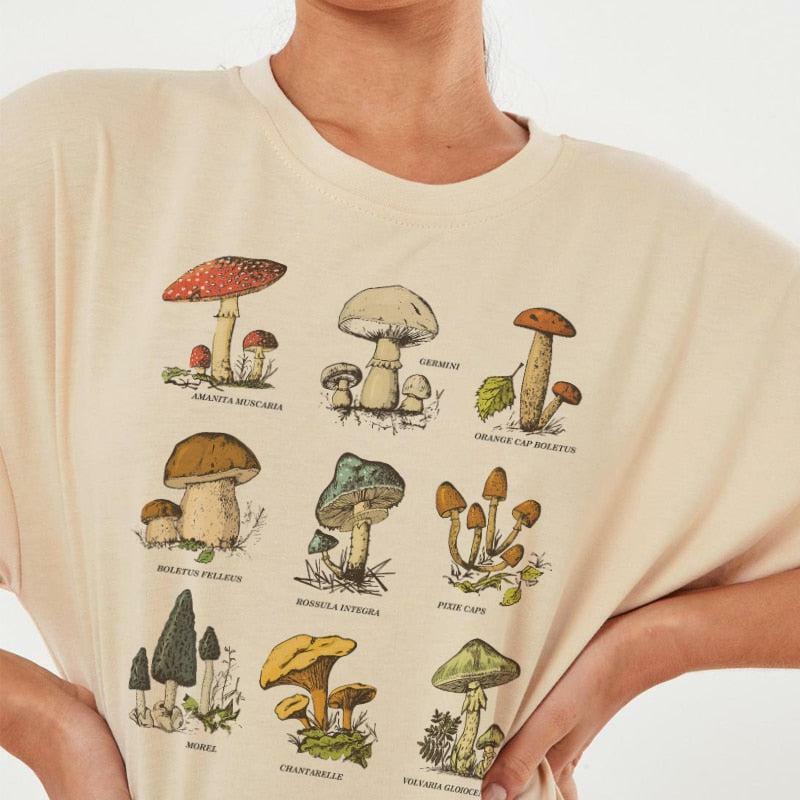 Y2K Grunge Hippie Mushroom T-Shirt - Retro 90s Summer Outfit, Pastel Goth, Y2K Fashion