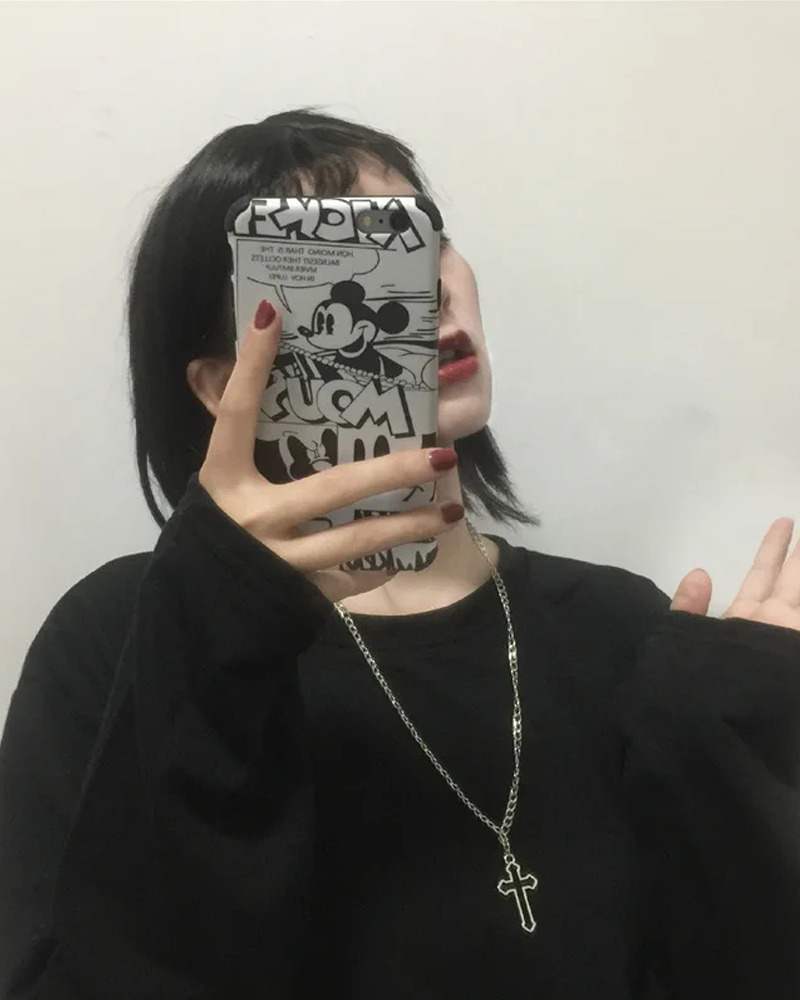 Y2K Grunge Hollow Cross Necklace - Retro 90s Fashion, Gothic Y2K, Pastel Goth, Y2K Club Outfit