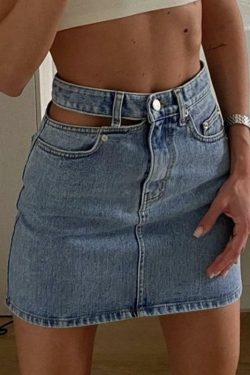 Y2K Grunge Hollow Out Skirt - Retro 90s Fashion, Summer Y2K Outfits, Gothic Y2K Style