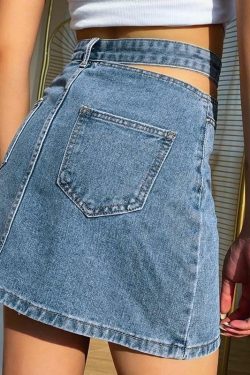 Y2K Grunge Hollow Out Skirt - Retro 90s Fashion, Summer Y2K Outfits, Gothic Y2K Style