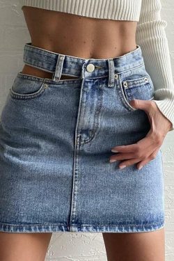 Y2K Grunge Hollow Out Skirt - Retro 90s Fashion, Summer Y2K Outfits, Gothic Y2K Style