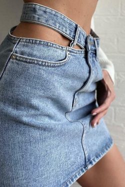 Y2K Grunge Hollow Out Skirt - Retro 90s Fashion, Summer Y2K Outfits, Gothic Y2K Style