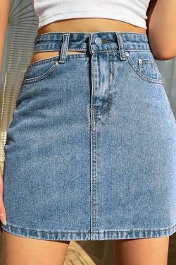 Y2K Grunge Hollow Out Skirt - Retro 90s Fashion, Summer Y2K Outfits, Gothic Y2K Style